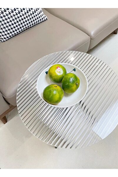 Raffine 2-Tiers Modern Design End Table Round Side Table with Tempered Glass Top and Metal Legs Small Accent