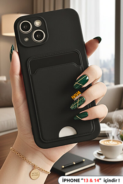 cepmoda iPhonE "13/14" – Kartlıklı Slim Telefon Kılıfı – Yumuşak iNce Silikon...
