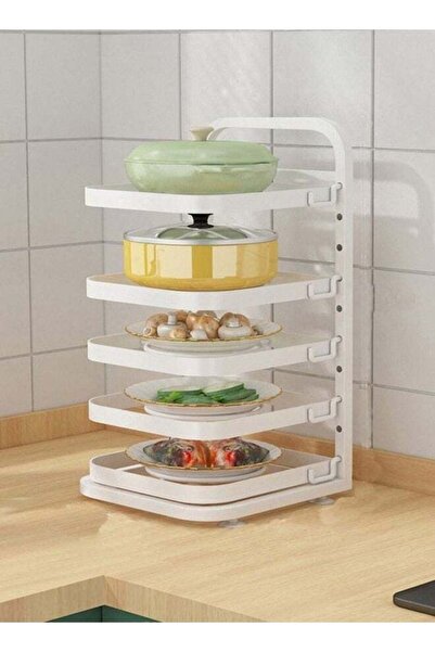 Raffine رف تخزين طعام متعدد الوظائف مكون من 4 طبقات للمطبخ، منظم أطباق جانبية...