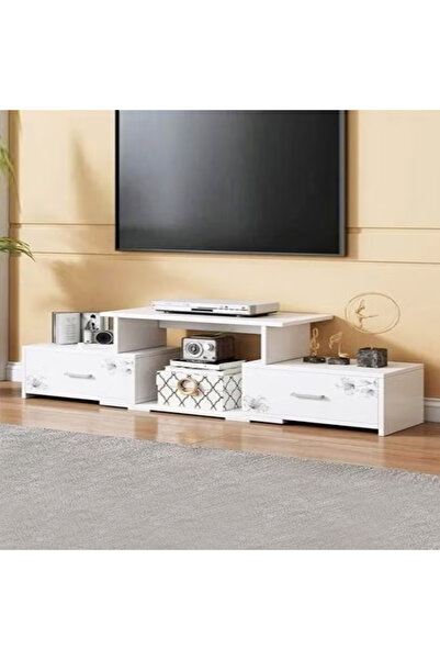 Raffine Multipurpose Modern Upgraded Design TV Table Retractable Length Television Cabinet Combination Set
