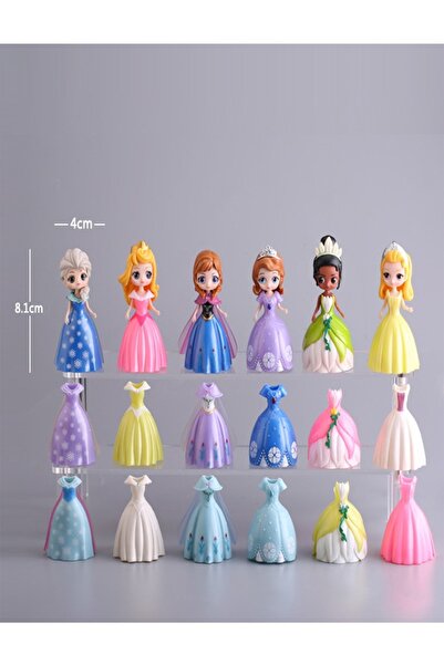 Raffine 18 Pieces Disney Action Figures Princess Dolls and Dresses Set in Vibrant Colors for Kids