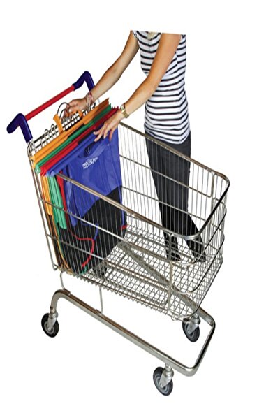 Raffine 4 Pieces Multipurpose Use Foldable Shopping Cart Reusable Trolley Bags Eco-Friendly Grocery Bags