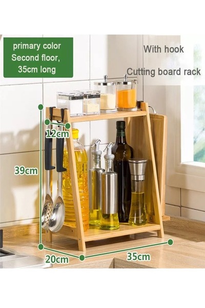 Raffine 2 Layers Bamboo Storage Rack Kitchen Shelf