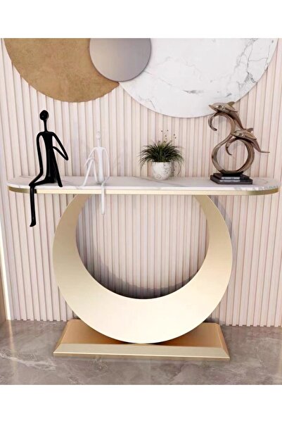 Raffine Modern Design Rustproof Rock Slab Console Table White Sintered Stone Entryway Table Display Table Ge