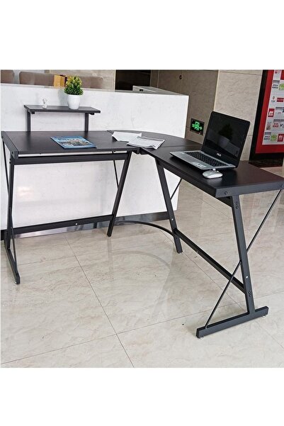 Raffine L Shape Gaming Table Computer Desk with Large Monitor Stand Sturdy Writing Workstation 258 x 46 x 74