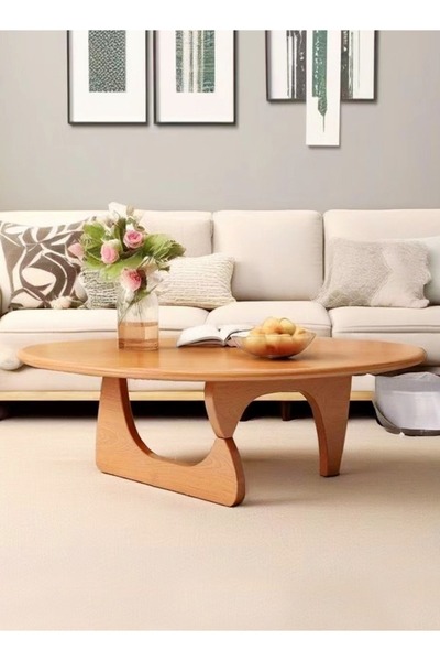 Raffine Mid Century Abstract Design Modern Coffee Table with Wood Frame Small Triangular Side Table Vintage