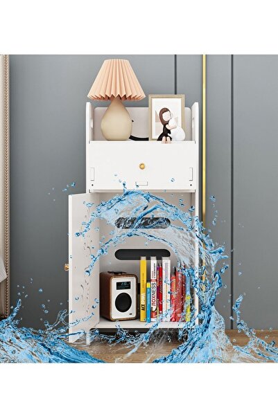 Raffine رف خزانة أثاث منزلي متعدد الأغراض قائم على الأرض للحمام باللون الأبيض 25 × 18 × 50 سم