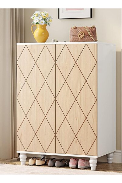 Raffine 7-Tiers Modern Shoe Organizer Cabinet Adjustable Shelves Shoe Storage Rack with Solid Wood Legs for