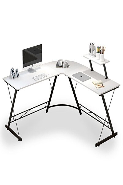Raffine Multipurpose Use L-Shaped Gaming Desk Computer Table with Large Monitor Stand Ergonomic Writing Work