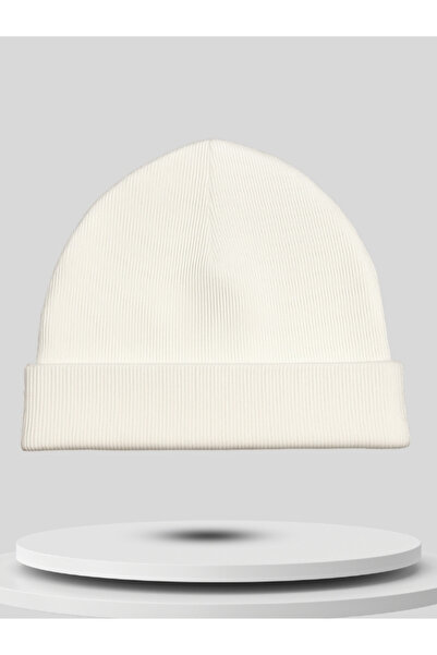 BELTICHA Unisex Krem Renk Basic Katlamalı Bere