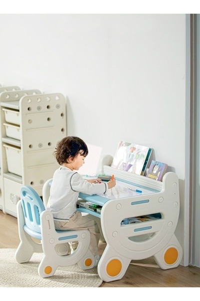 Raffine Multifunction Kid's Table and Chair Set Multipurpose Use Safe Concave Design Multiple Storage Study