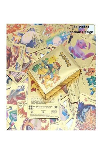 Raffine مجموعة بطاقات بوكيمون جولدن فويل للأطفال، ٥٥ قطعة