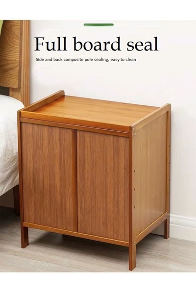 Raffine Multipurpose Bamboo Bedside Cabinet Simple Modern Storage Side Table Nightstand with Drawers and Ope