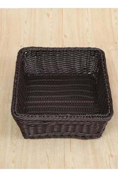 Raffine 1-Piece Handmade Bamboo Rattan Rectangular Fruit Basket Food Storage Bowls Service Tray Kitchen Orga