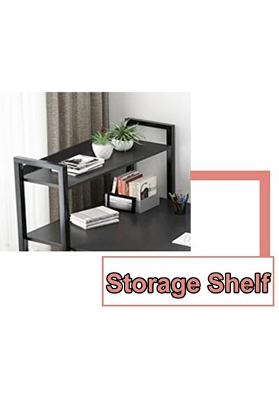 Raffine Modern Home Office Work Study Gaming and Writing Table with Storage Bookshelves 100 x 45 x 110 cm