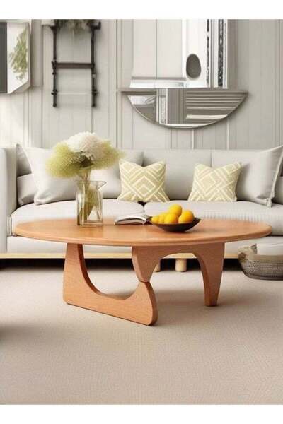 Raffine Mid Century Abstract Design Modern Coffee Table with Wood Frame Small Triangular Side Table Vintage