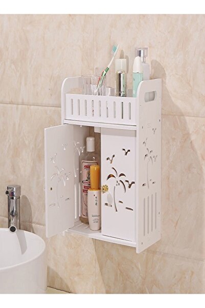 Raffine رف تخزين الحمام، خزانة، أبيض