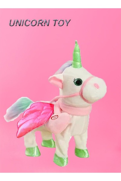Raffine لعبة دمية يونيكورن كهربائية للمشي والغناء 35×10×30 سم