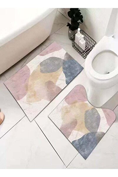 Raffine 2 Pieces Geometric Design Modern Style Luxury Water Absorbent Non-Sli...