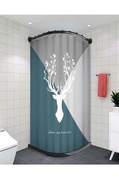 Raffine ستارة دش جميلة مقاومة للماء مطبوعة بنقشة غزال للحمام، بطانة دش مزخرفة...