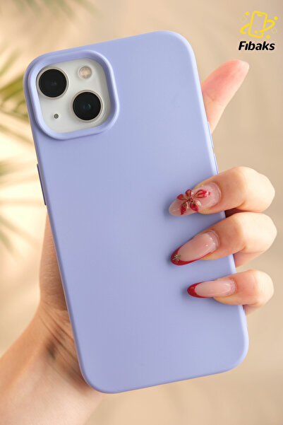 Fibaks Iphone 13 - 14 - 15 Uyumlu Kılıf Içi Kadife Lansman Silinebilir Renkli Yumuşak Silikon Lila Kapak