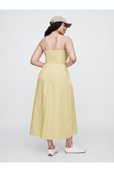 GAP Kadın Sarı Askılı Midi Poplin Elbise