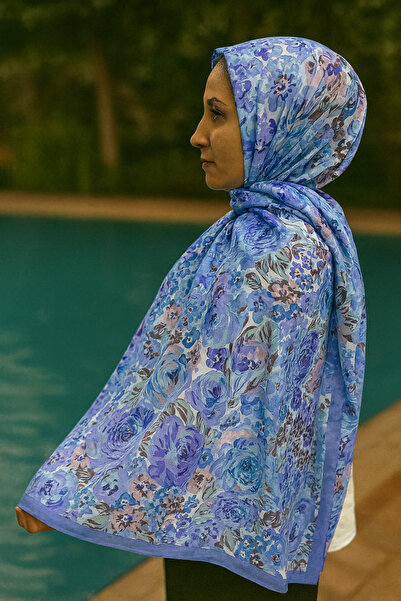 ELZE MODA Rose Patterned Cotton Voile Shawl