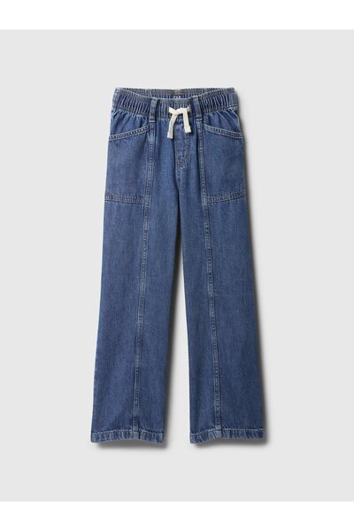 GAP Kız Çocuk Lacivert Wide Leg Jean Pantolon