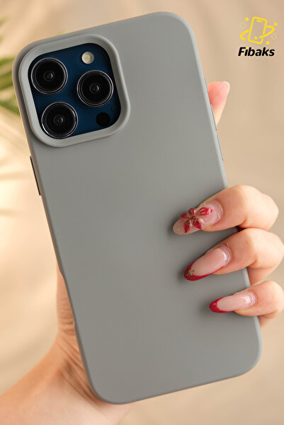 Fibaks Apple iPhone 15 Pro Compatible Case Velvet Launch Soft Soft Liquid Silicone Camera Protection Cover