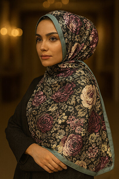 ELZE MODA Rose Patterned Cotton Voile Shawl