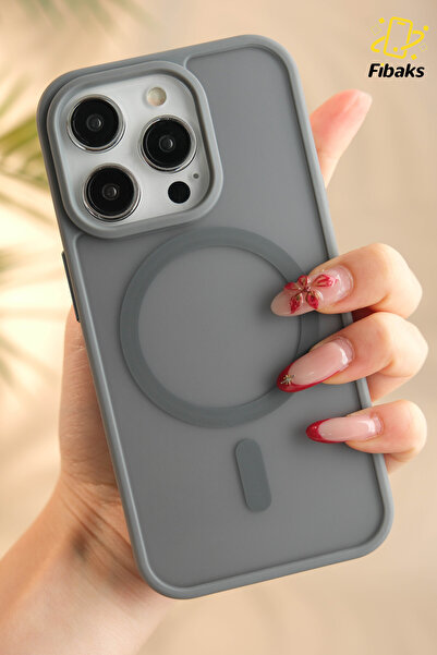 Fibaks İphone 15 Pro Uyumlu Kılıf Kamera Çıkıntılı Magsafe Şarj Destekli Yumuşak Kenarlı Mat Kapak