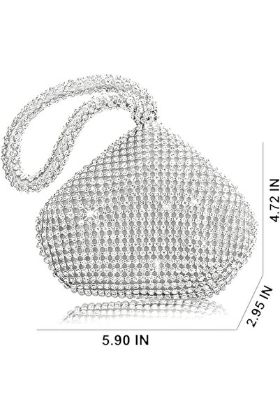 fulina Women's Evening Bag,Full Rhinestones Bling Wrist Clutch Triangle Purse for Party Wedding Date Night