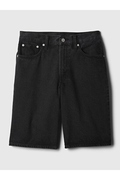 GAP Kadın Siyah 11.5" Mid Rise Longline Denim Şort