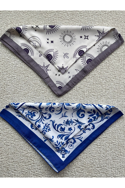 Rupen Kraft 45X50 سم 2 قطعة باندانا ساتان وشاح ساتان إكسسوار حقيبة ساتان بنمط...