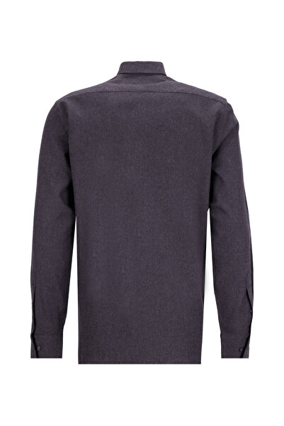 Fabrika Slim Fit Gömlek Yaka Düz Antrasit Melanj Erkek Gömlek F5WM-GML 2574