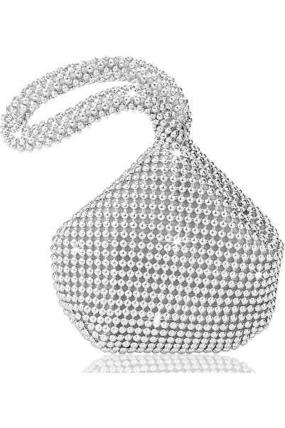 fulina Women's Evening Bag,Full Rhinestones Bling Wrist Clutch Triangle Purse for Party Wedding Date Night