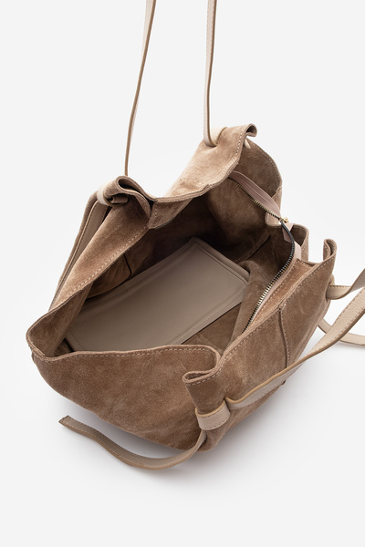 Marjin Women's Genuine Leather Shopper Hand and Shoulder Bag Yorita Mink Suede