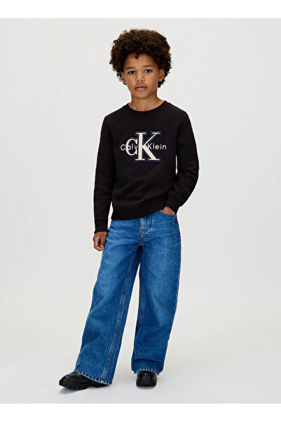 Calvin Klein Baskılı Erkek Çocuk Siyah Sweatshırt IB0IB02585BEH