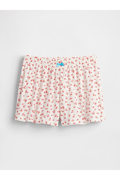 GAP Kız Çocuk Çiçek Desenli Çocuk Geri Dönüştürülmüş Fitilli Pijama Şortları