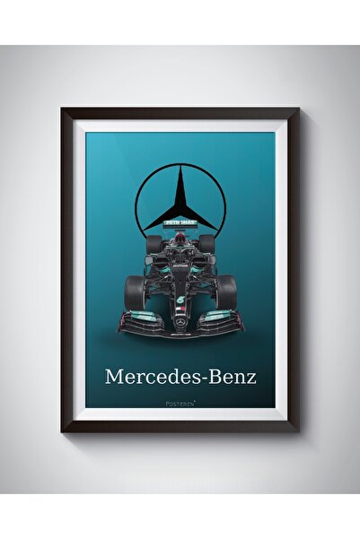 POSTEREN Mercedes Benz Formula1 Pist Çerçeveli Poster Tablo F1 Mercedes Poster