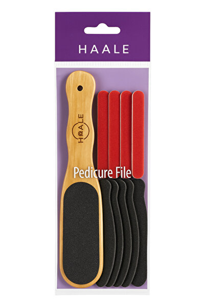 Oval Ahşap Pedikür Spatulası 5'er Adet Törpü Hediyeli