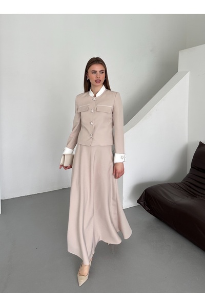 VUNTAL Zircon Stone Detailed Vintage Double Women's Set