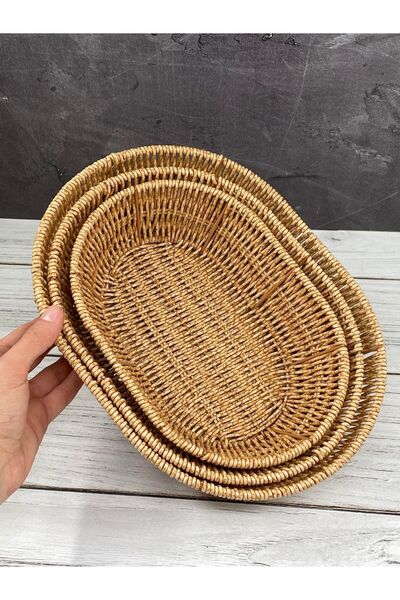 YzHome Sadece Orta Boy Oval Hasır Servis Sunumluk Sepet Organizer Düzenleyici Ekmeklik 27*21cm