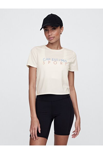 GAP Kadın Krem GapFit Brushed Jersey Crop T-Shirt