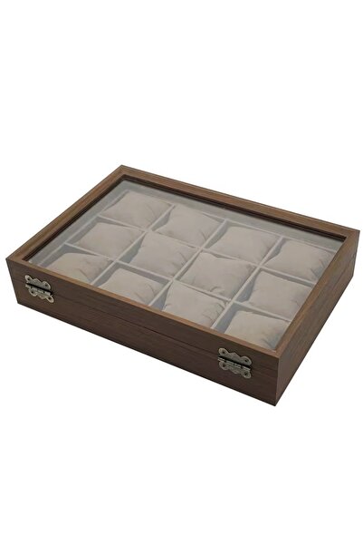 PUFO Elegant wooden box for storing and organizing 12 watches, Noble model, brown
