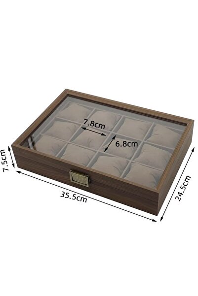 PUFO Elegant wooden box for storing and organizing 12 watches, Noble model, brown