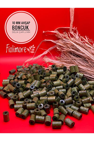 Fiolimore 10 mm kaki zeleni rezani drveni perli (50 grama, 190 komada) promje...