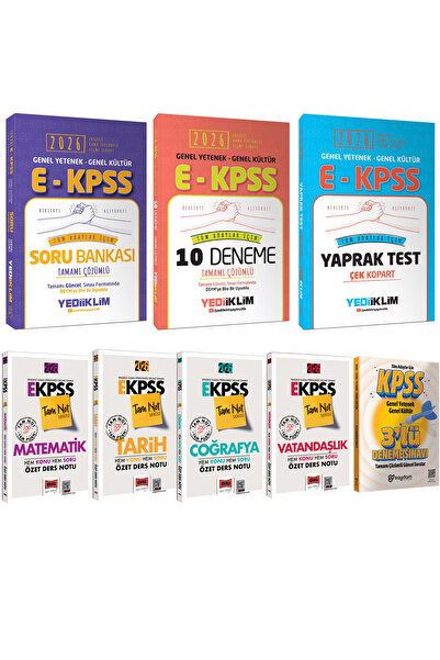 Yargı Yayınları 2026 E-KPSS GYGK Tam Not Serisi Özet Ders Notu-Çözümlü Soru B...
