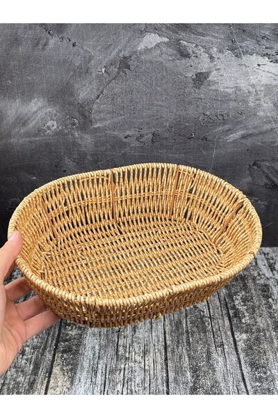 YzHome Sadece Orta Boy Oval Hasır Servis Sunumluk Sepet Organizer Düzenleyici Ekmeklik 27*21cm