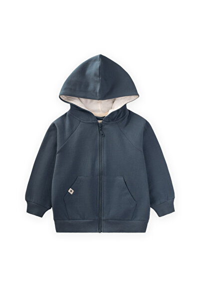 Cigit Kapşonlu Fermuarlı Hırka 1-10 Yaş Lacivert